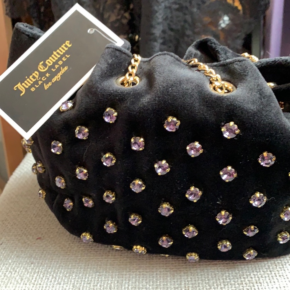 Juicy Couture black velvet with gems bag